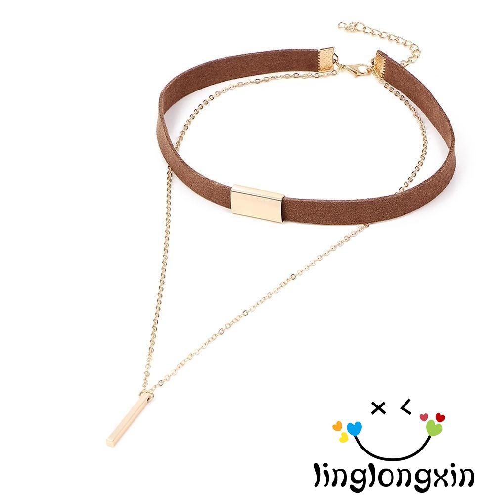 Vòng cổ choker 2 lớp nhung mạ vàng thời trang cho nữ