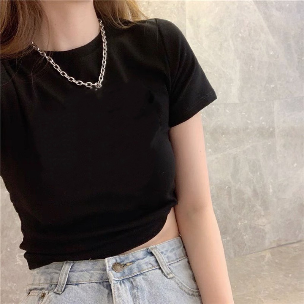 Áo croptop nữ ôm body tay ngắn nhiều màu cực tôn dáng SIB026