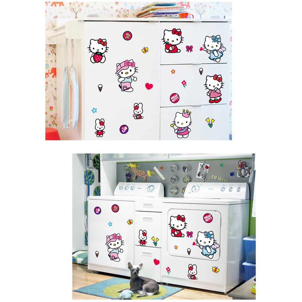 Decal dán tường Hello Kitty 2 - decal trang trí phòng ngủ kitty màu hồng AmyShop