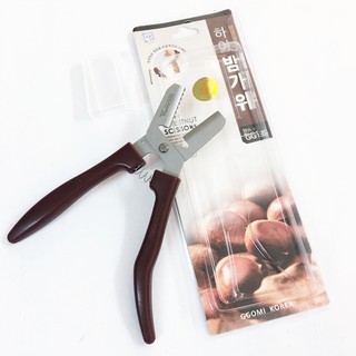 Kéo cắt hạt dẻ GGomi Hàn Quốc 18cm Lưỡi răng cưa, thép không gỉ, cán nhựa ABS