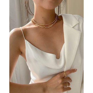 Set 2 Vòng Cổ Choker Bằng Kim Loại Mạ Vàng Đơn Giản Thời Trang