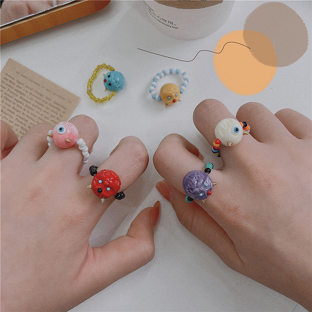 Nhẫn Đeo Ngón Tay Hình Đầu Động Vật Hoạt Hình Vui Nhộn Thời Trang Mùa Hè Phong Cách Hàn Quốc