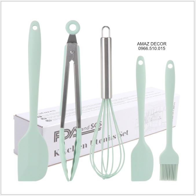 SALE GIÁ SỈ TẠI XƯỞNG Set Bộ 5 Dụng Cụ Làm Bánh Silicone Tiện lợi Cao cấp Bảo Vệ Sức Khỏe Môi trường chịu nhiệt cao