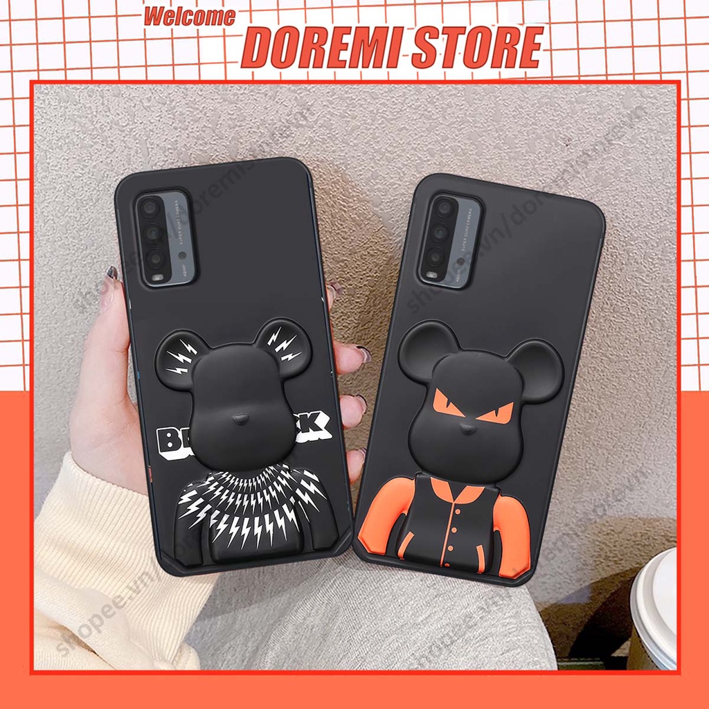 Ốp lưng Xiaomi Redmi 9T hình kaws, kith, bear brick nổi 3D phong cách độc đáo