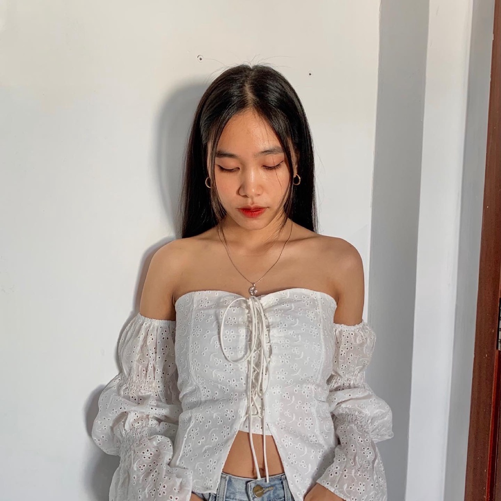 Áo cúp ngực họa tiết nổi shop TD Design chụp