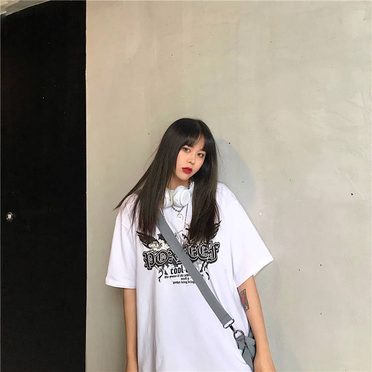 NRVP Áo thun ngắn tay dáng rộng in hoạt hình kiểu Hàn Quốc thời trang mùa hè 2021 cho học sinh