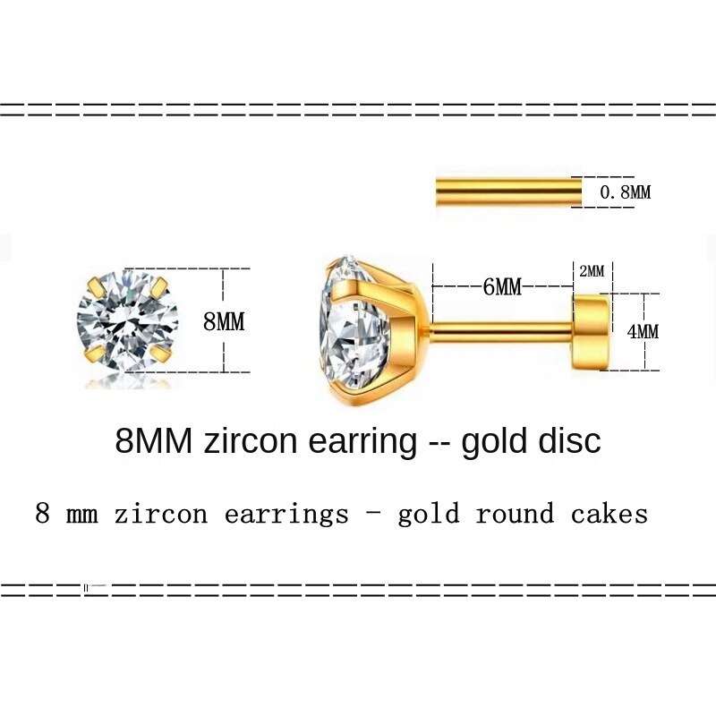 Khuyên Tai Tích Hợp Bốn Móng Đính Đá Zircon Trong Suốt