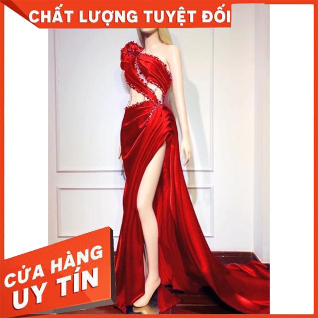 Đầm maxi body dạ hội 1 vai hoa hồng kết cườm sang trọng - size M/L (có ảnh/video thật) MS56Y
