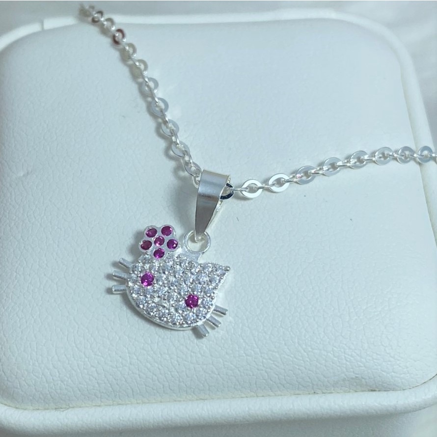 Dây chuyền bé gái mặt hình mèo kytty, chất liệu bạc ta cao cấp - Trang sức bạc Evasilver