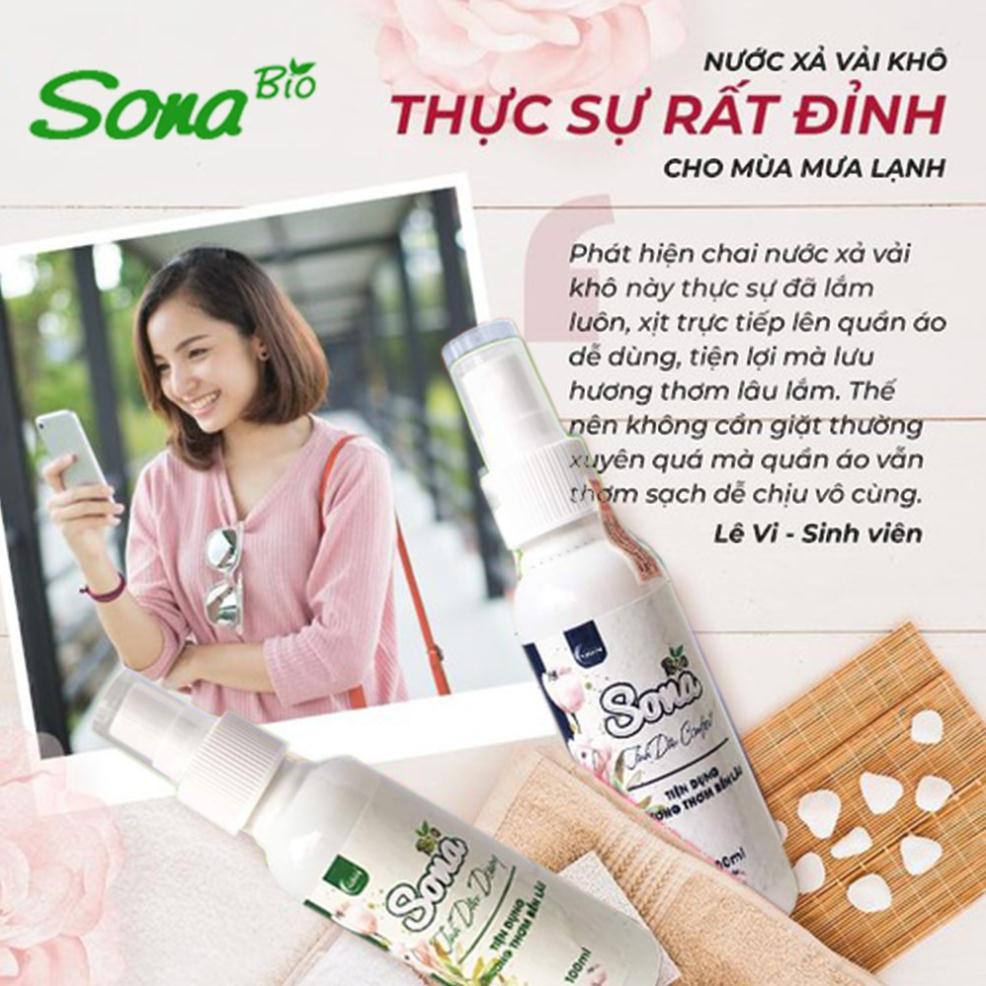 Xịt thơm quần áo, xả vải khô Sona - Tinh dầu hương nước xả Comfor&Downy - Dung tích 150ml