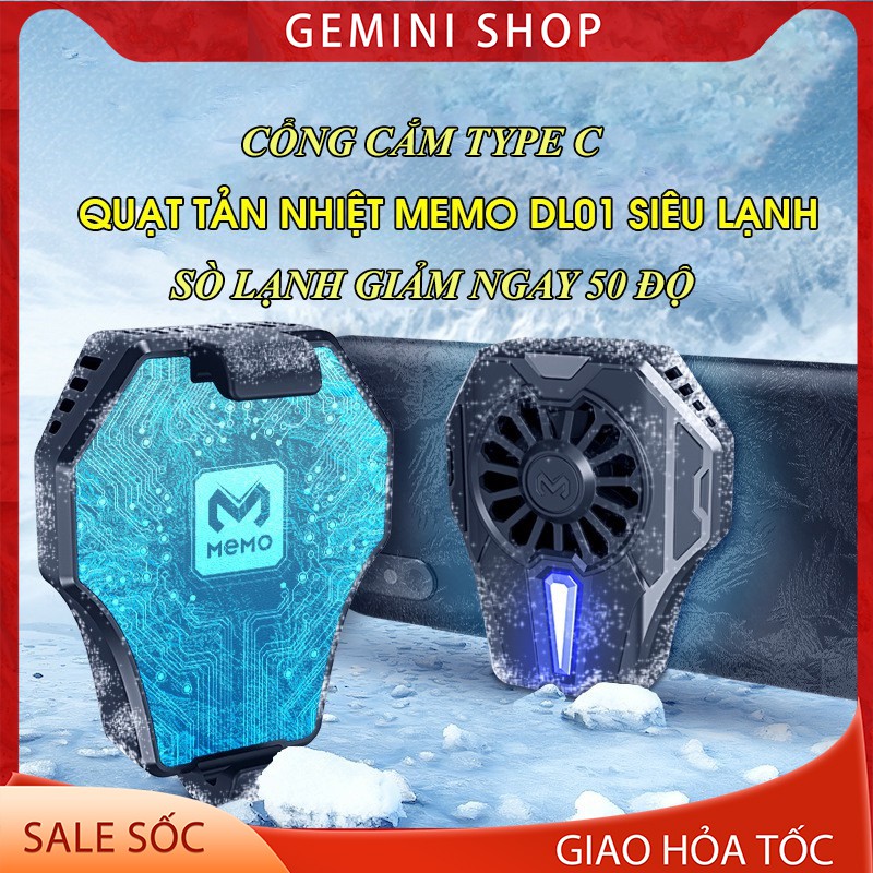 Quạt tản nhiệt gaming Memo DL01 cho điện thoại, tản nhiệt sò lạnh siêu mát Gemini Shop