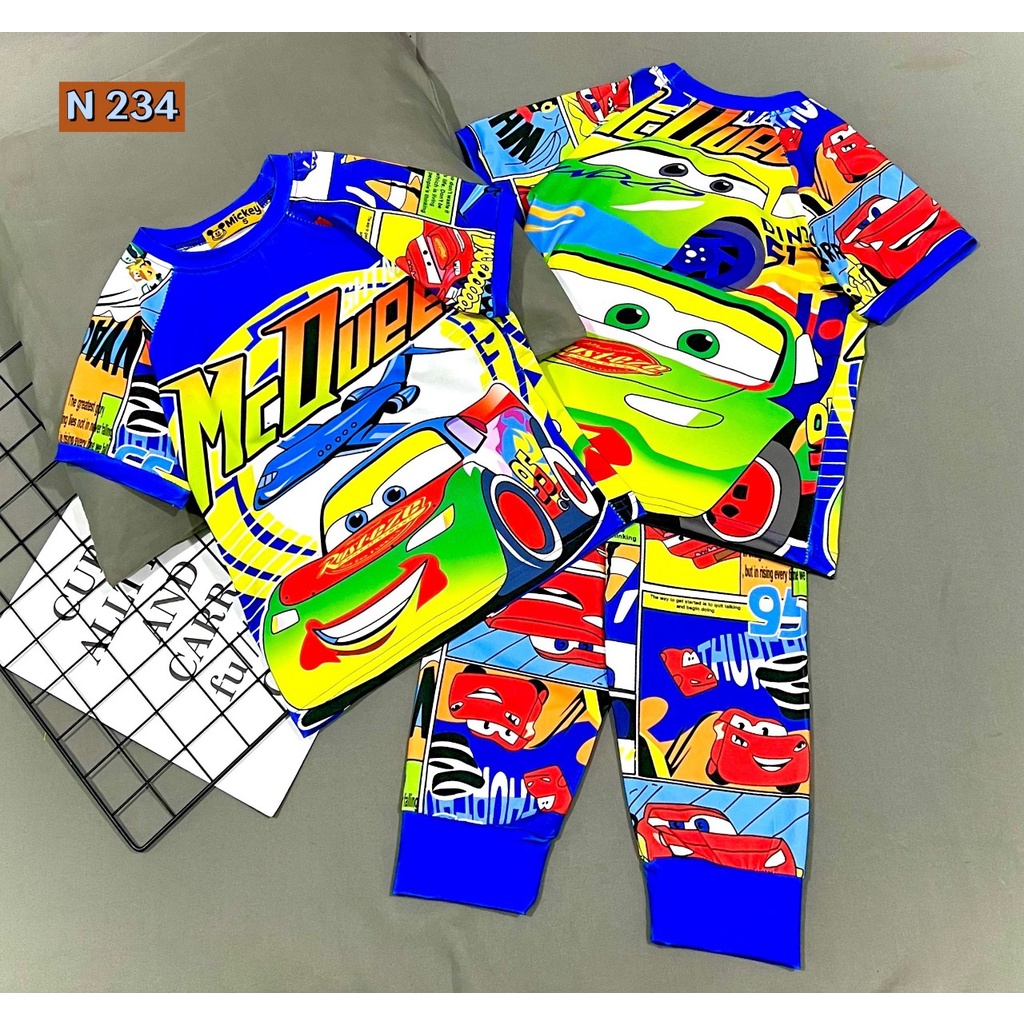 Bộ bé trai bé 10 22kg áo tay ngắn quần dài thun lạnh 3D Jennie kids J499