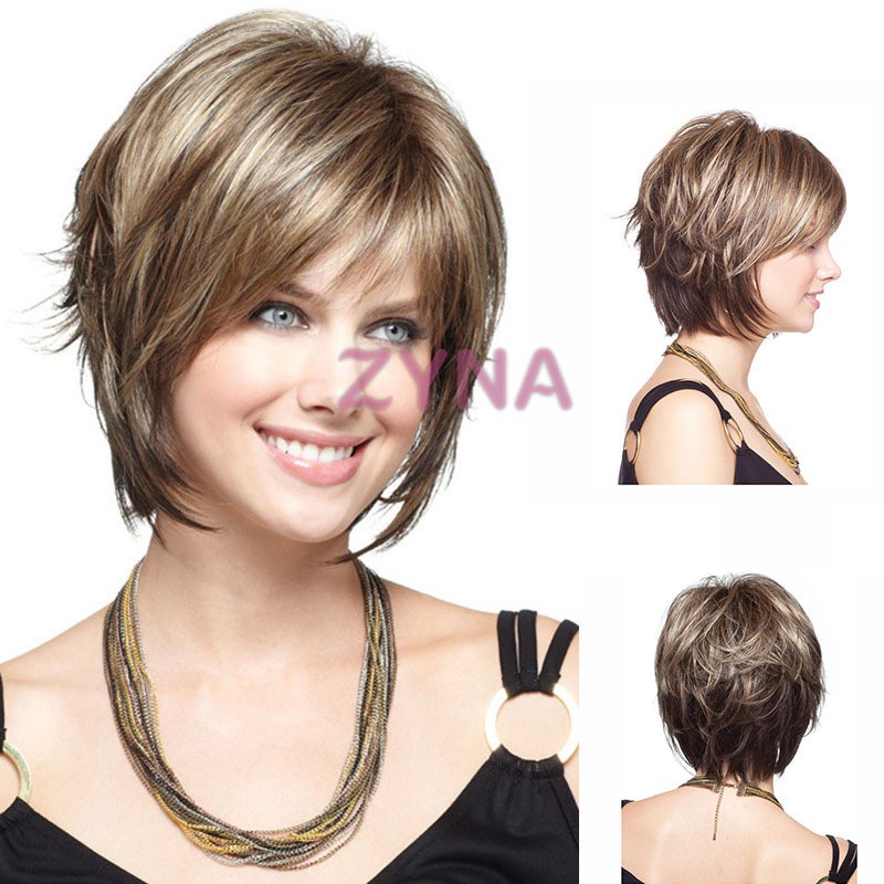 Ready Stock Fashion Sexy Hair Wig Brazilian Stylish Synthetic Hair Straight Short Human Hair Wigs for Women