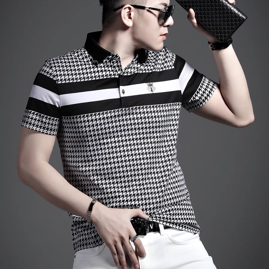 Áo Thun POLO Tay Ngắn Họa Tiết Răng Cưa Sang Trọng Hợp Thời Trang Cho Nam