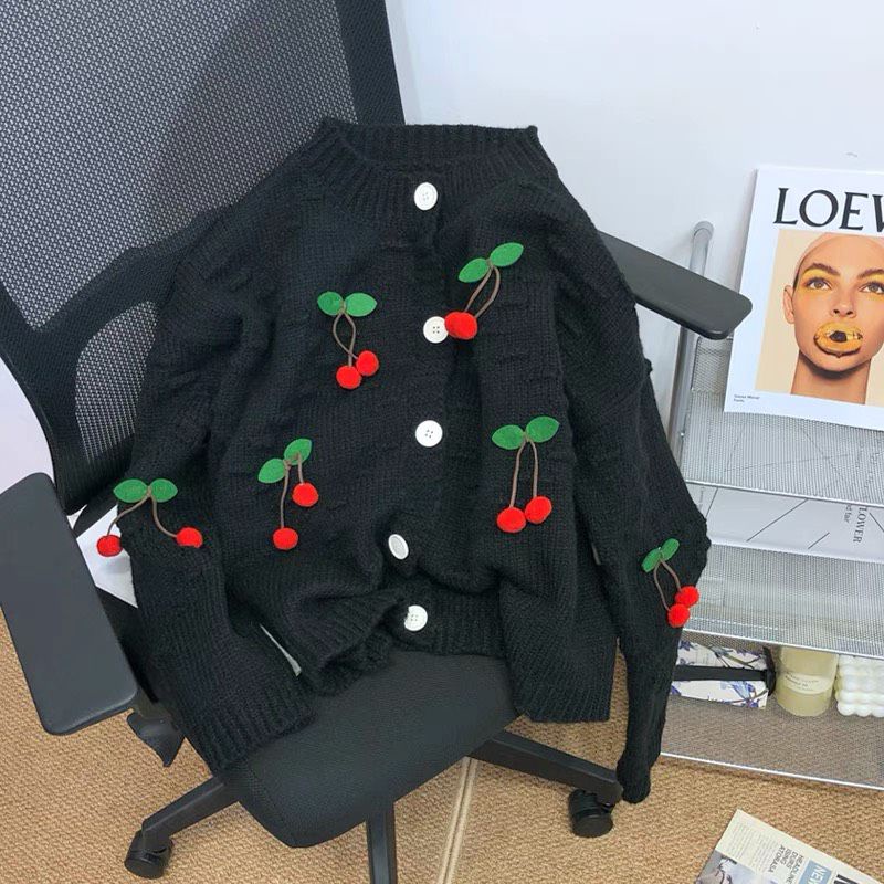 Áo khoác Len cardigan đính quả cherry đáng yêu hottrend 2023 NGƠ House