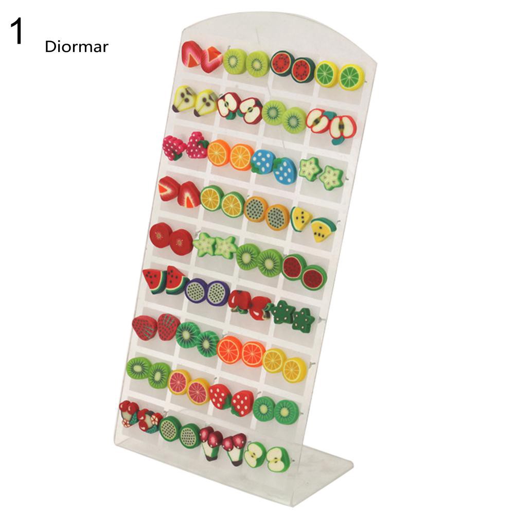 Bộ gồm 36 đôi bông tai hình động vật hoa trái cây bằng nhựa Polymer dễ thương cho nữ