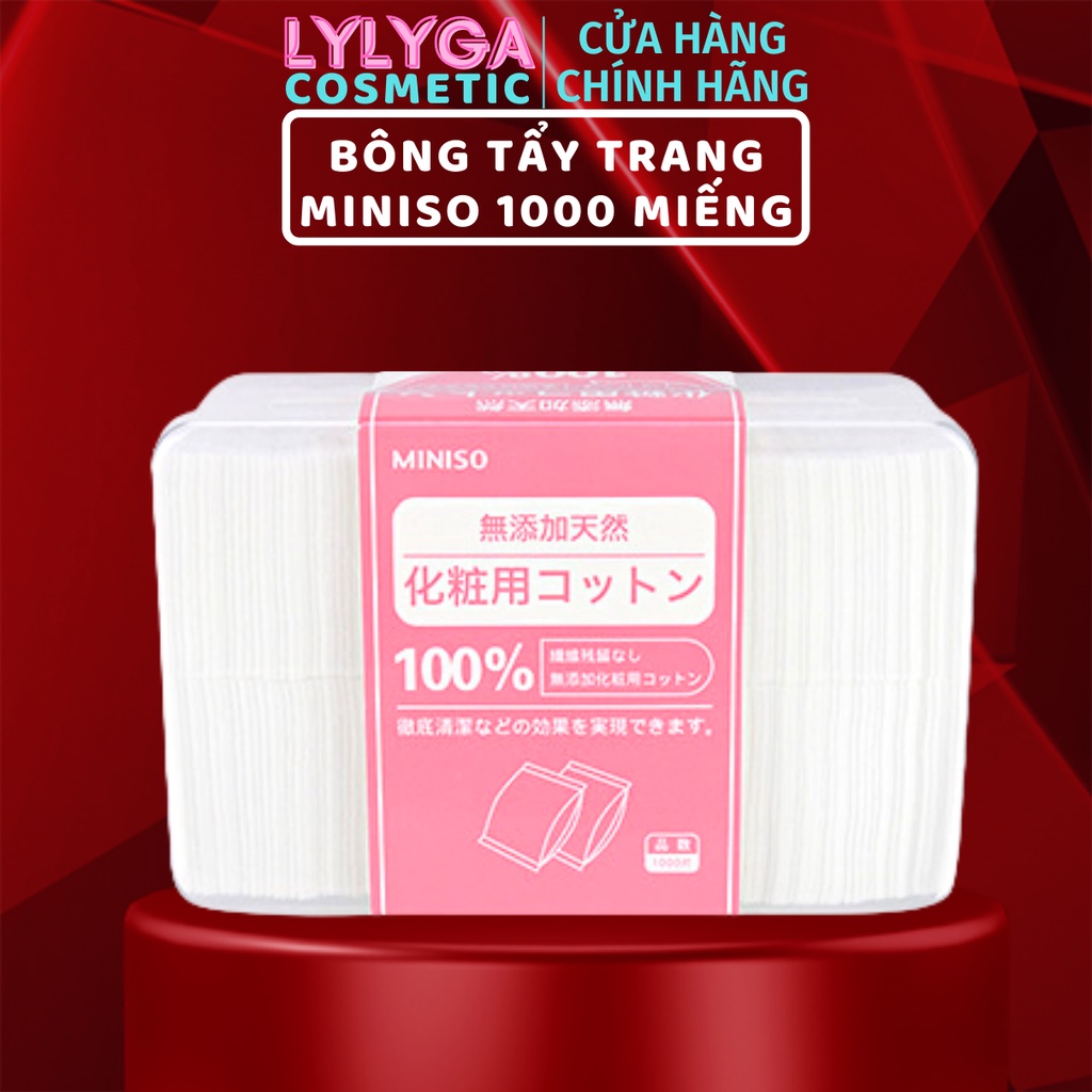 Bông tẩy trang COTTON MINISO hộp 1000 miếng từ 100% cotton Pads Làm sạch lớp trang điểm makeup toner hiệu quả DC07