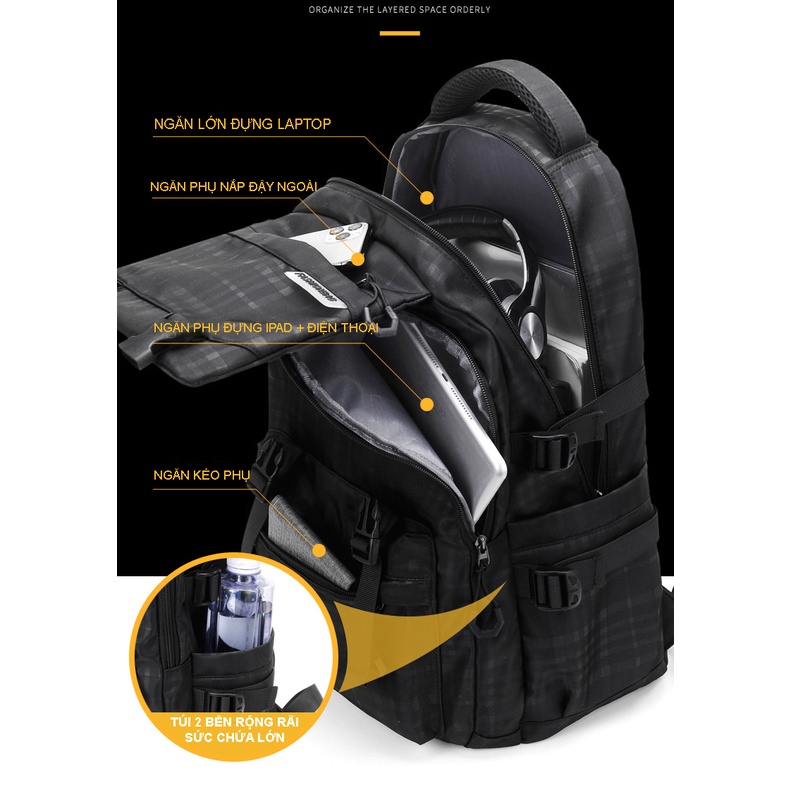 Balo đi học nam nữ vải dù chống thấm nước đựng laptop 15.6 inch thời trang đi học đi du lịch 1009