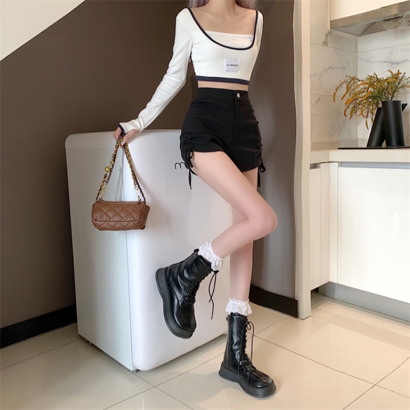 Quần Short Lưng Cao Có Dây Rút Dễ Phối Đồ Thời Trang Cho Nữ