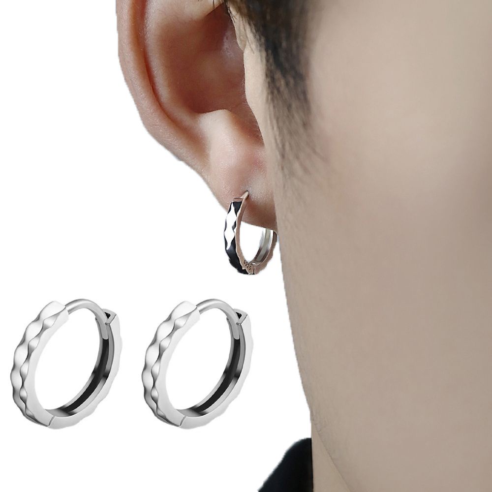 Hoa tai dáng tròn bằng đồng phong cách Hàn Quốc cá tính dành cho nam và nữ