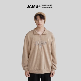 Áo nỉ cao cổ JAMS cổ bẻ dài tay khóa zip kéo form rộng unisex sweater