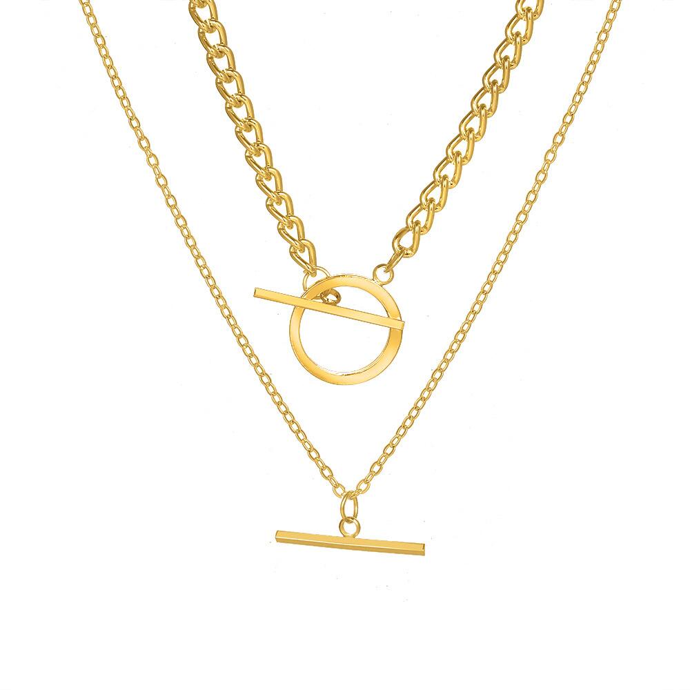 Vòng Cổ Choker Hai Lớp Có Khóa Kim Loại Đơn Giản Cổ Điển Phong Cách Hip Hop Mới Cho Nữ