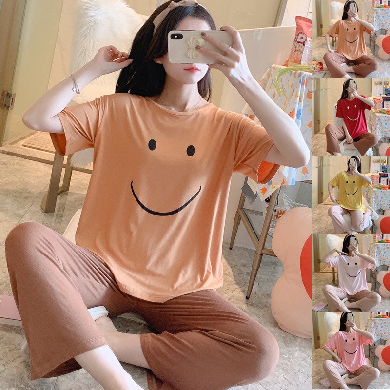 Bộ ngủ nữ mặc nhà quần dài áo cộc tay cute dễ thương chất cotton thấm hút mồ hôi cực kì tốt - 𝐁𝐋𝟓𝟒