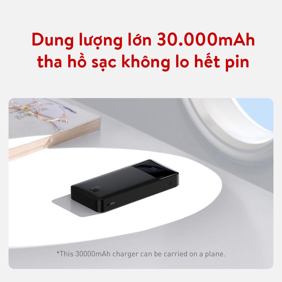 Sạc dự phòng 30000 mAh Baseus Bipow Qstore, Màn hình LED, Sạc nhanh 15W, 3 cổng sạc ra