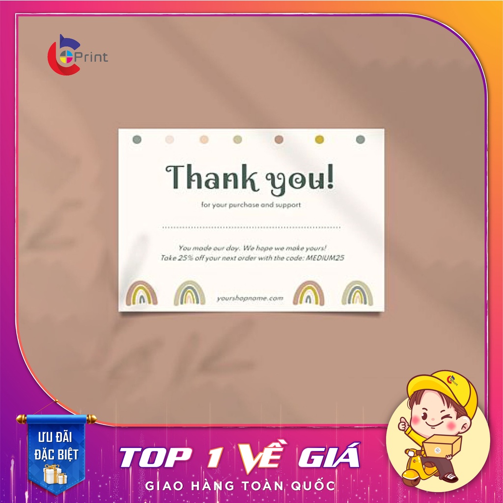 Thiệp cảm ơn khách hàng cho shop bán hàng, card visit in theo yêu cầu