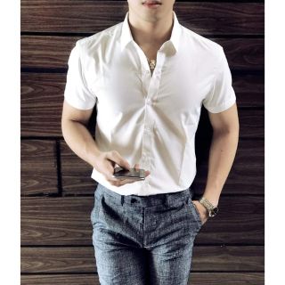 Sơ mi trắng ngắn tay soái ca sang chảnh trẻ trung phom chuẩn