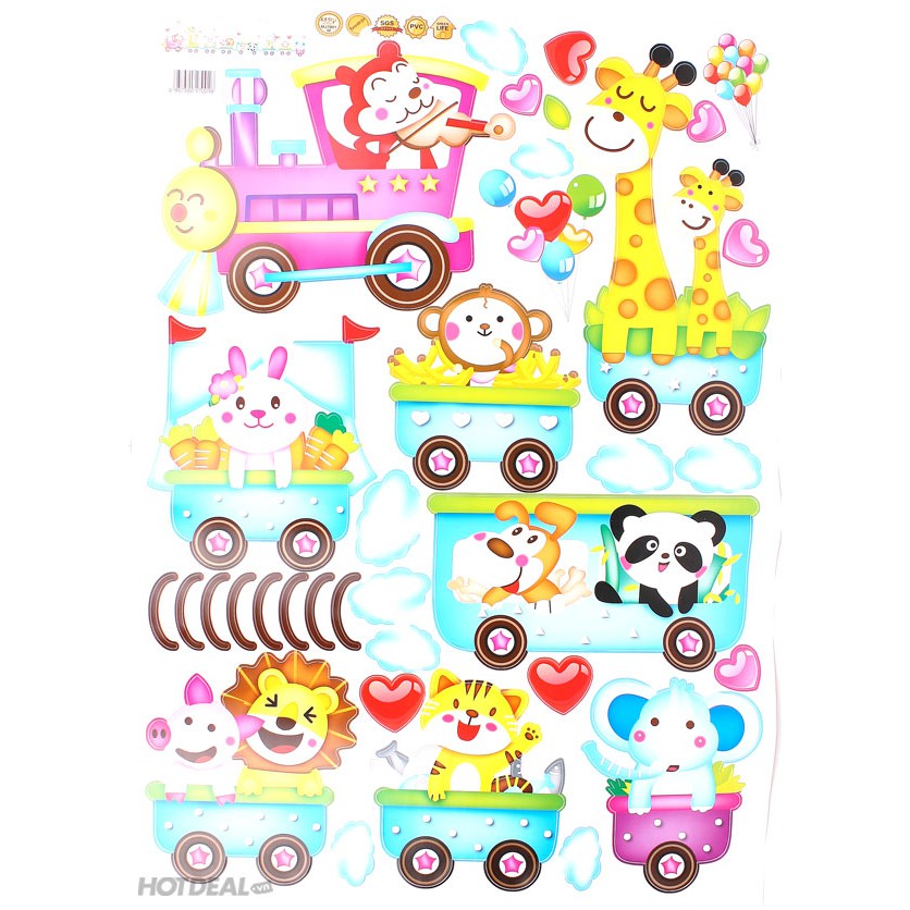 Decal dán tường Đoàn tàu chở thú đáng yêu