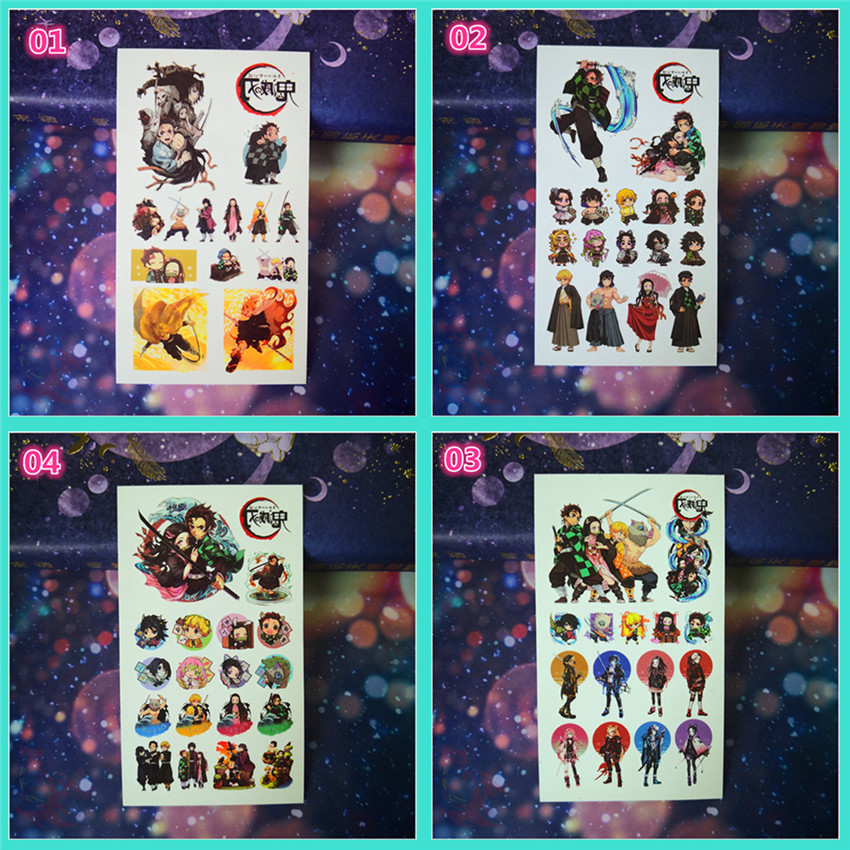 Tờ dán hình xăm tạm thời mini không thấm nước họa tiết Demon Slayer dễ thương