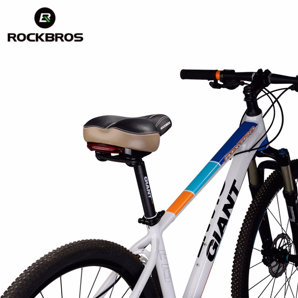 Yên xe đạp ROCKBROS chất liệu da giả có đèn đuôi chất lượng cao