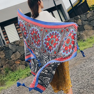 Khăn choàng đi biển vintage, khăn đi biển thổ cẩm cao cấp 2021