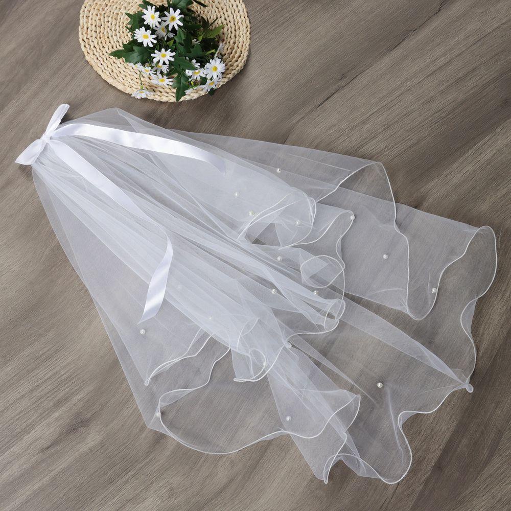 MAXG Mạng Che Mặt Hai Lớp Đơn Giản Dùng Chụp Ảnh Cưới Kèm Lược