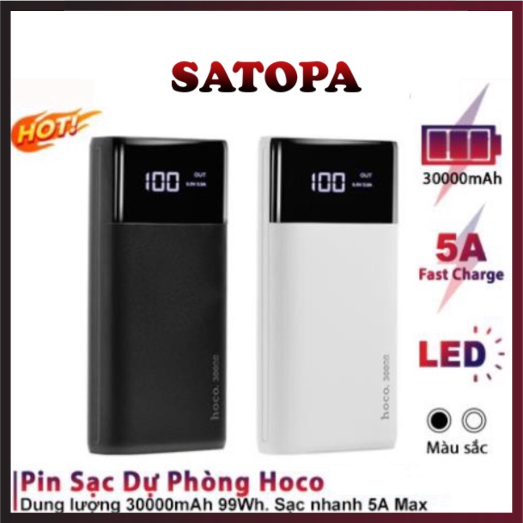 Cục xạc sạc dự phòng PD 30000mah HOCO DB09 sạc nhanh 18W QC 3.0 dùng cho Iphone Ipad Samsung Xiaomi Redmi - SATOPA