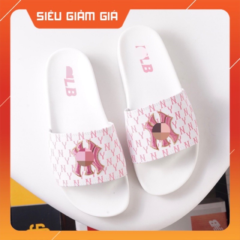 Dép 𝐌𝐋𝐁 UNISEX Màu Trắng Hồng chữ thêu nổi ❤️ Có video + Ảnh thật + Tặng hộp ❤️ mẫu dép thể thao, thiết kế cá tính