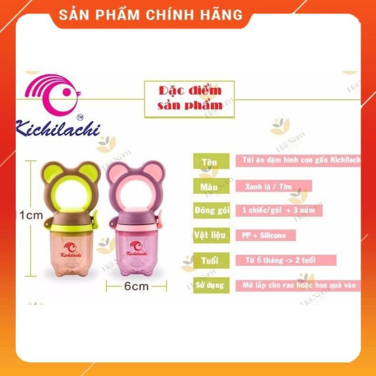 Túi nhai ăn dặm chống hóc Kichilachi Nhật tặng kèm 3 size núm [Giá Sập Sàn]