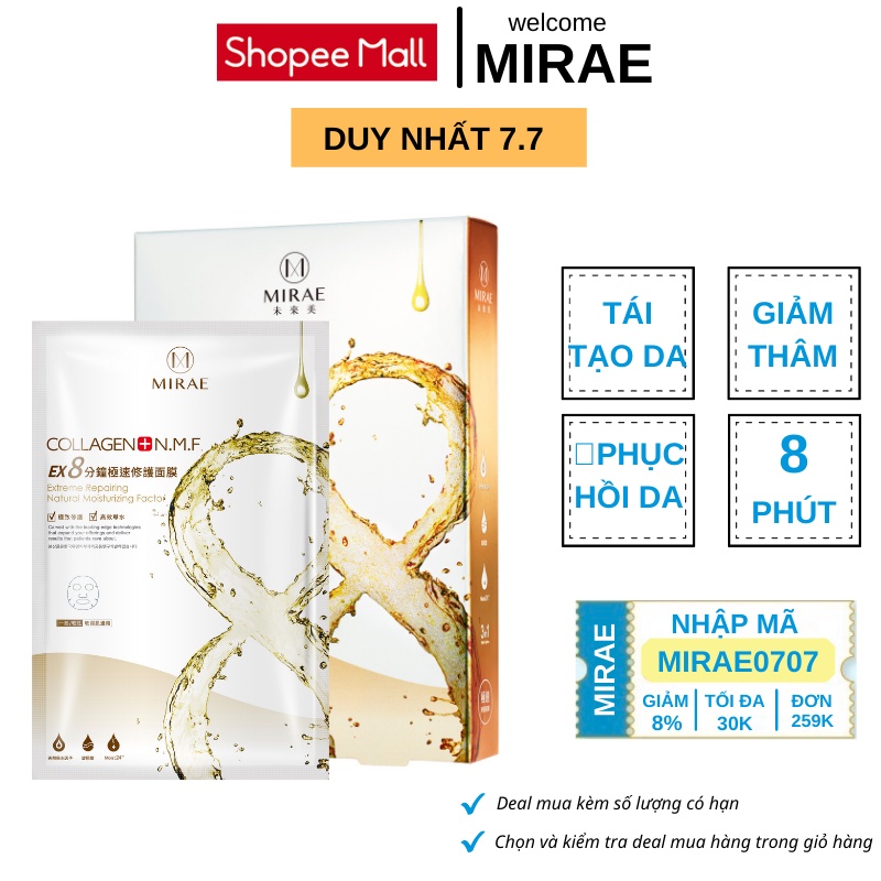 Mặt nạ Collagen MIRAE  Ex 8 phút giảm kích ứng, tái tạo làn da cung cấp độ ẩm giúp da căng mịn 20g/ miếng