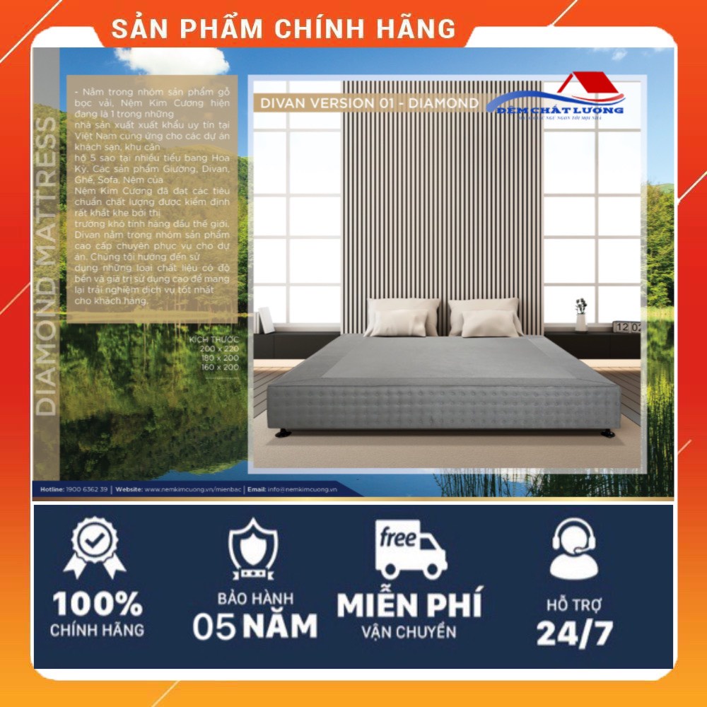 Divan giường khách sạn cao cấp Diamond Kim Dương cao 30 cm dễ dàng dịch chuyển - Đệm Chất Lượng
