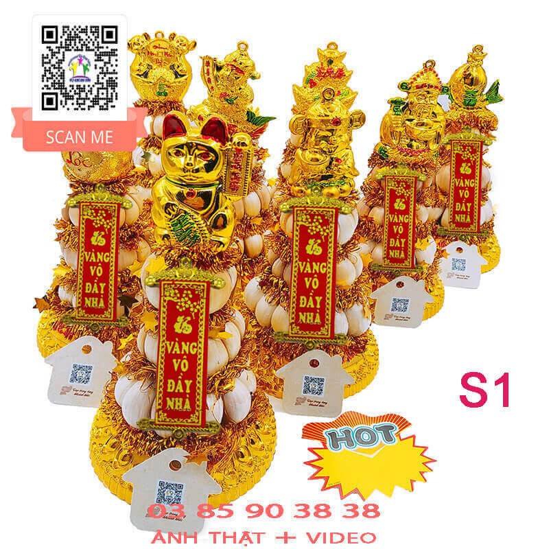 Tháp Tỏi Thần Tài - Bông Tỏi Thần Tài 3 Tầng Tép VỢ CHỒNG TÔI