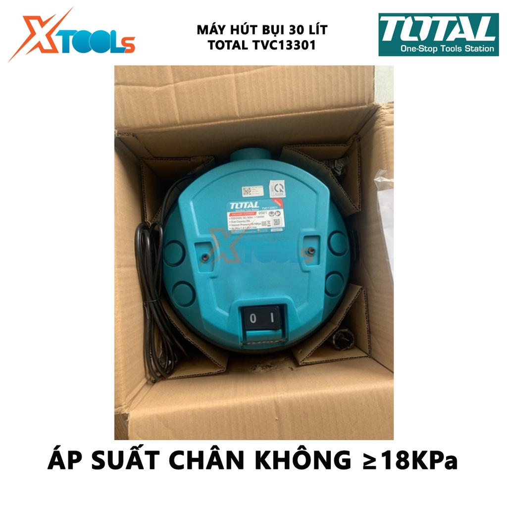 Máy hút bụi Total TVC13301 Máy hút bụi cầm tay Công suất: 1300W Lưu lượng khí: 1.8CBM / phút Dung tích: 30L [XTOOLs]