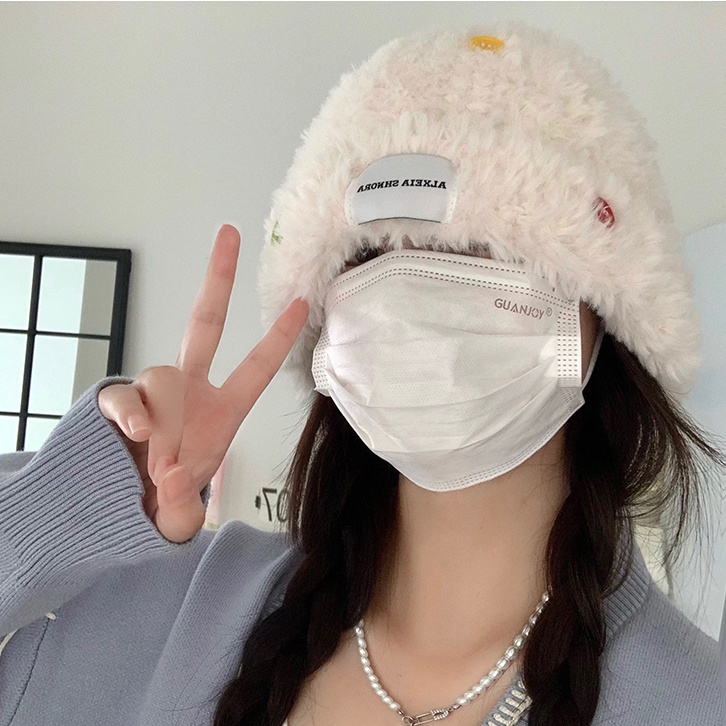 Mũ Bucket Chất Liệu Lông Giả Thời Trang Thu Đông Ấm Áp