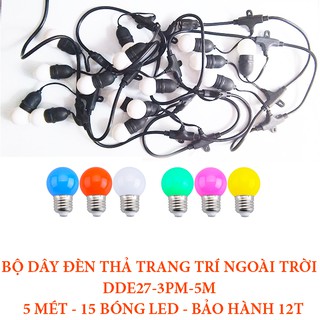 Dây Đèn Thả gồm bóng LED - Trang trí ngoài trời quán Cafe, nhà hàng, thả cây - 5 Mét