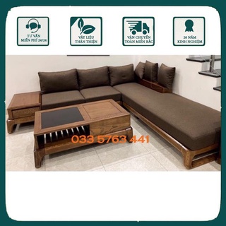 Ảnh thật sofa góc chân quỳ gỗ sồi nga - ghế sofa - bộ ghế - bộ bàn ghế phòng khách - sofa giường .