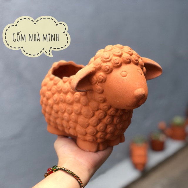 Chậu Cừu con đất nung
