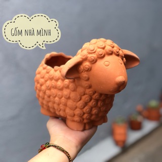 Chậu Cừu con đất nung
