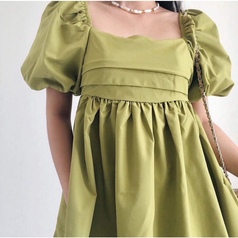 Váy Babydoll Thô Nơ Sau Tay Phồng 5 Màu Siêu Xinh Có Ảnh Thật Kèm Video