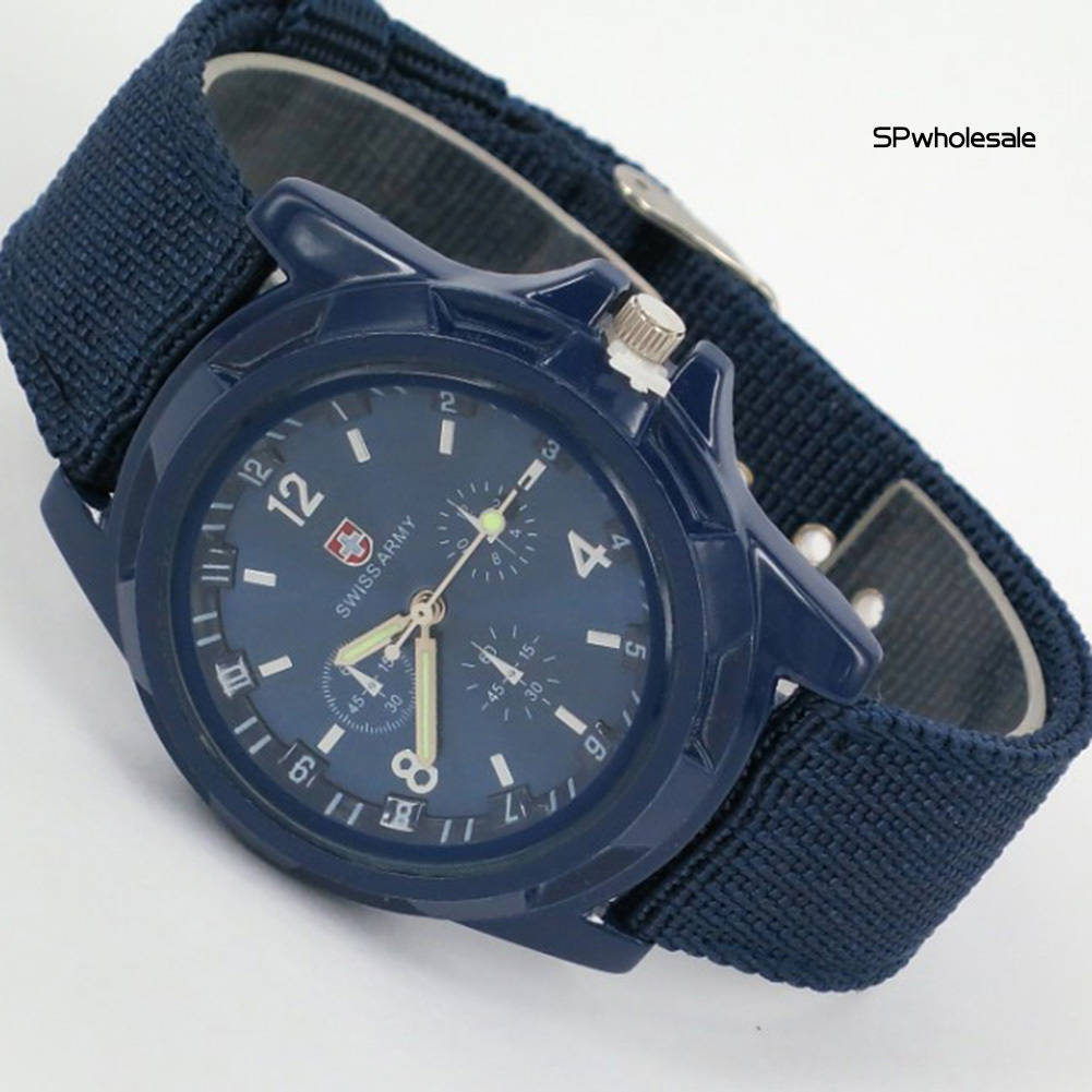 SWISS ARMY Đồng Hồ Đeo Tay Mặt Tròn Dây Nylon Kiểu Quân Đội Cho Nam