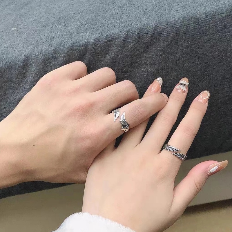 Nhẫn Hở Hình Cánh Thiên Thần / Ác Quỷ Phong Cách Hip Hop Cho Cặp Đôi